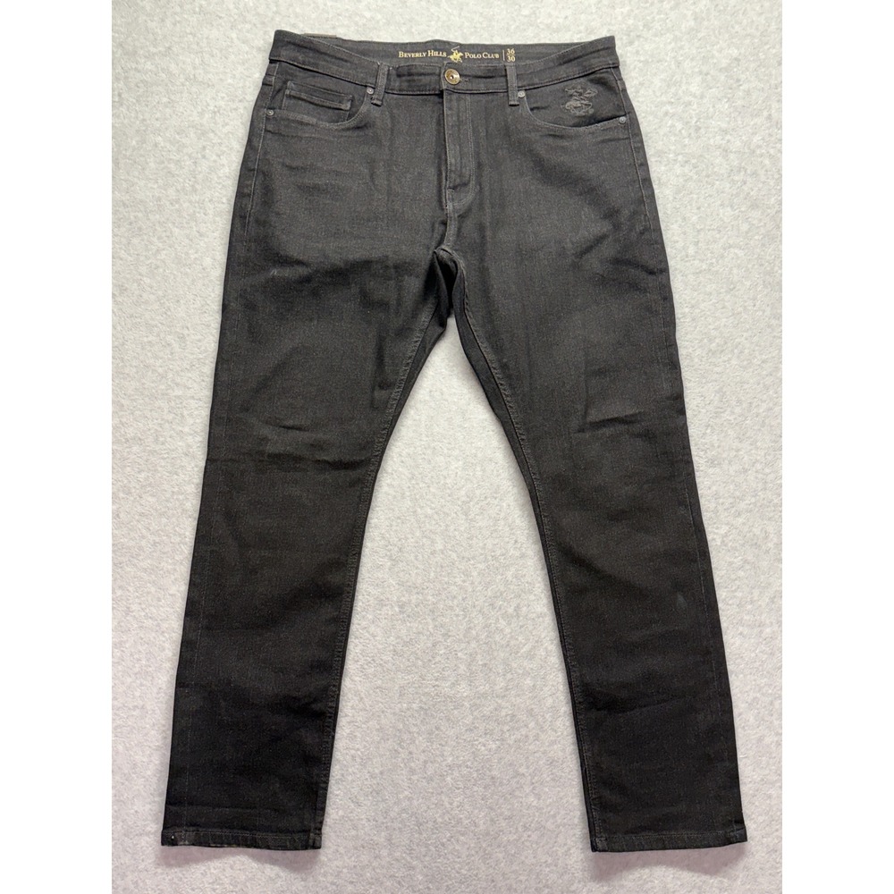 Beverly Hills Polo Club Mens Black Straight Leg Stretch Jeans 36x30 RN 59786